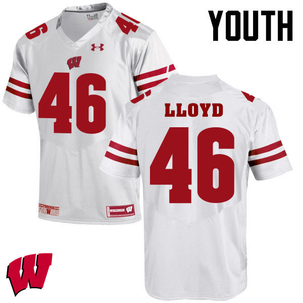 Youth Winsconsin Badgers #46 Gabe Lloyd College Football Jerseys-White - Click Image to Close